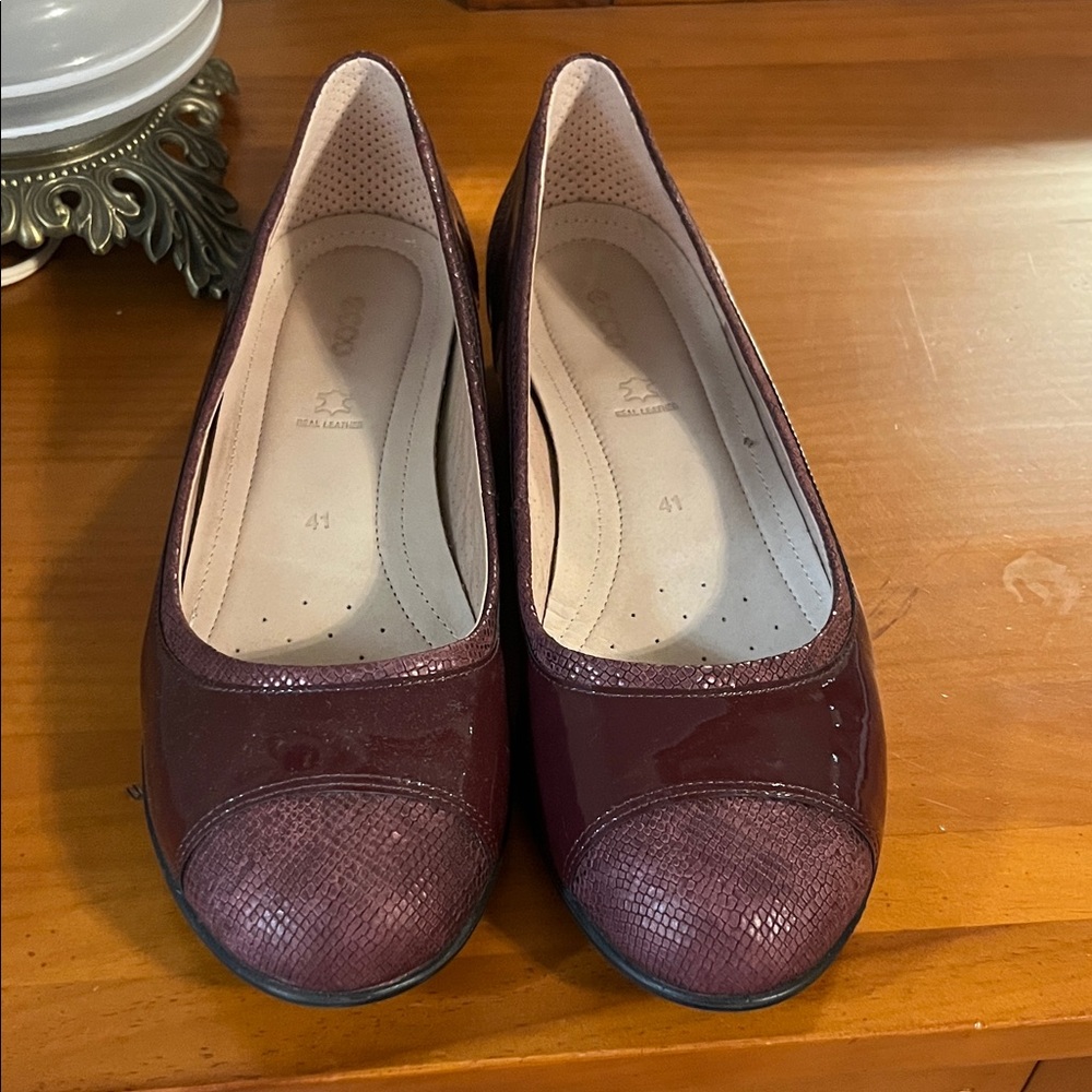 Ecco Deep Burgundy Leather Flats